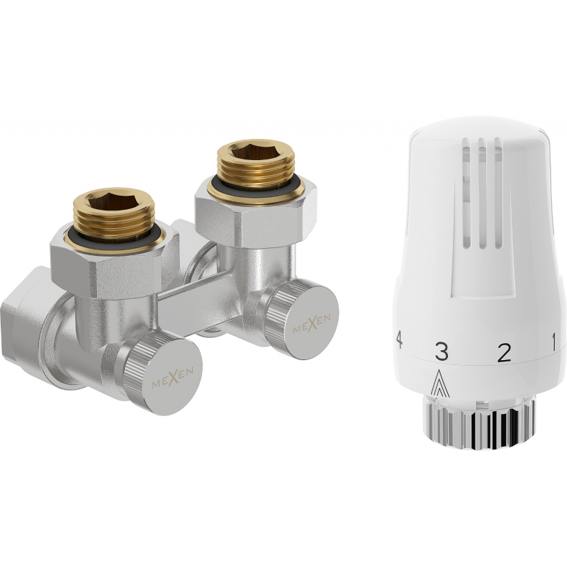 Mexen G01 thermostatische tweepijpset DN50, hoek 1/2"x16 mm, nikkel - W911-016-918-01