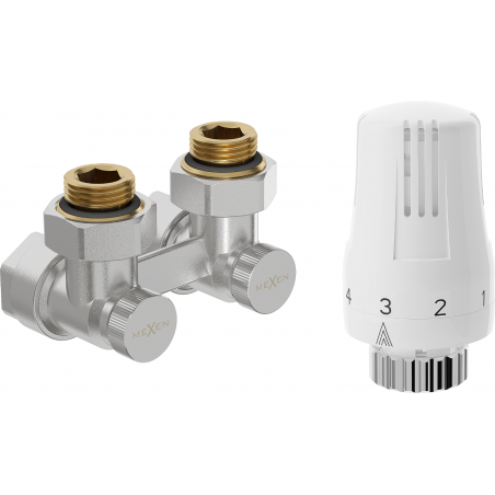 Mexen G01 thermostatische tweepijpset DN50, hoek 1/2"x16 mm, nikkel - W911-016-918-01