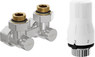 Mexen G02 tweepijps thermostaatset DN50, hoekig 1/2"x16 mm, nikkel - W911-016-928-01