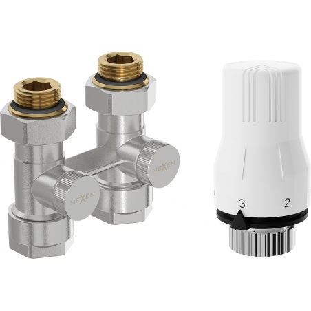 Mexen G02 thermostatische set DN50, recht 1/2"x16 mm, nikkel - W912-016-928-01