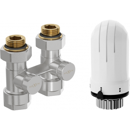 Mexen G03 thermostatische tweepijpset DN50, rechte 1/2"x16 mm, nikkel - W912-016-938-01