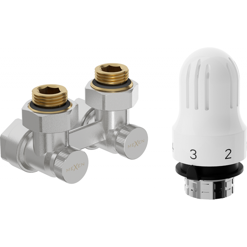 Mexen G04 ensemble thermostatique à double tuyau DN50, angle 1/2"x16 mm, nickel - W911-016-948-01