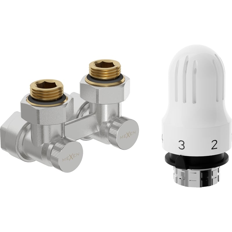 Mexen G04 termostatski set s dvostrukom cijevi DN50, kutni 1/2"x16 mm, nikal - W911-016-948-01