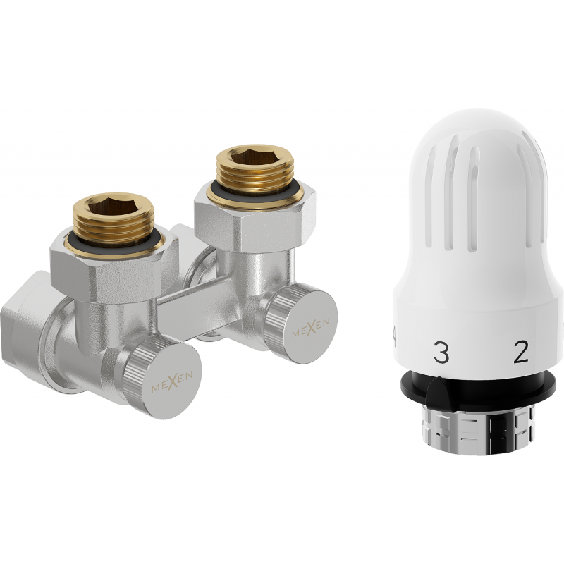 Mexen G04 thermostatisches Doppelrohr-Set DN50, Eckversion 1/2"x16 mm, Nickel - W911-016-948-01