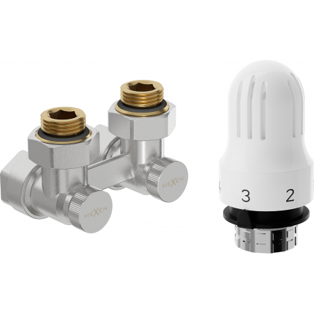 Mexen G04 termostatski set s dvostrukom cijevi DN50, kutni 1/2"x16 mm, nikal - W911-016-948-01