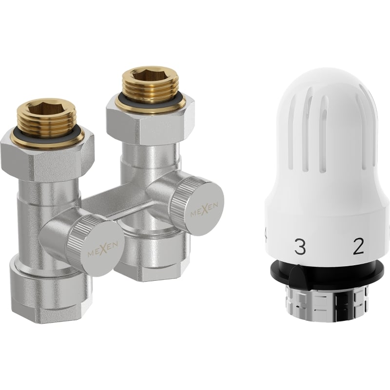 Mexen G04 termostatski set s dvije cijevi DN50, ravni 1/2"x16 mm, nikal - W912-016-948-01