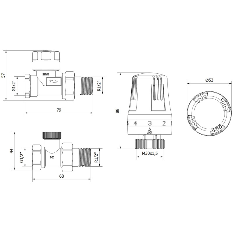 Mexen G01 ravni termostatski set, nikal - W914-012-918-01
