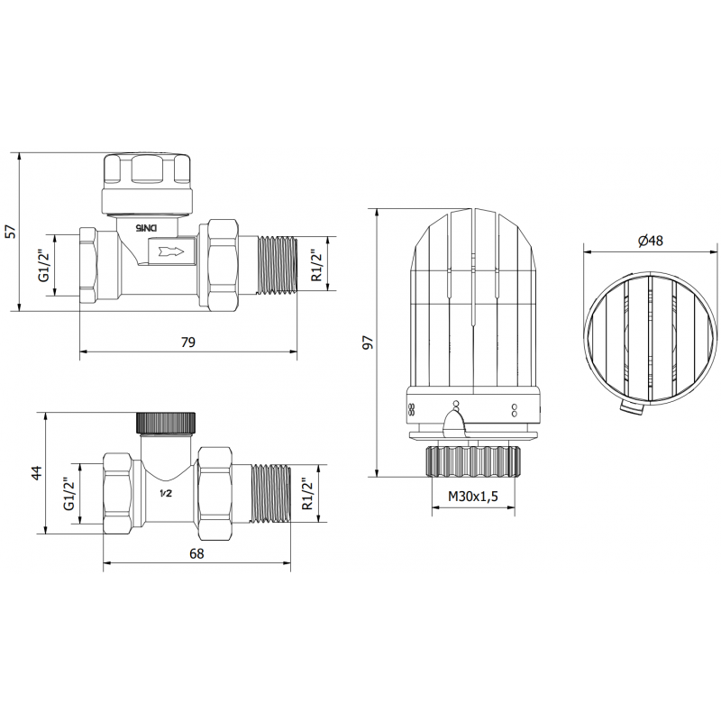Mexen G03 suora termostaattinen sarja, nikkeli - W914-012-938-01