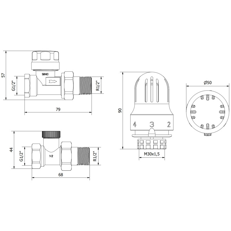 Mexen G04 ravni termostatski set, nikal - W914-012-948-01