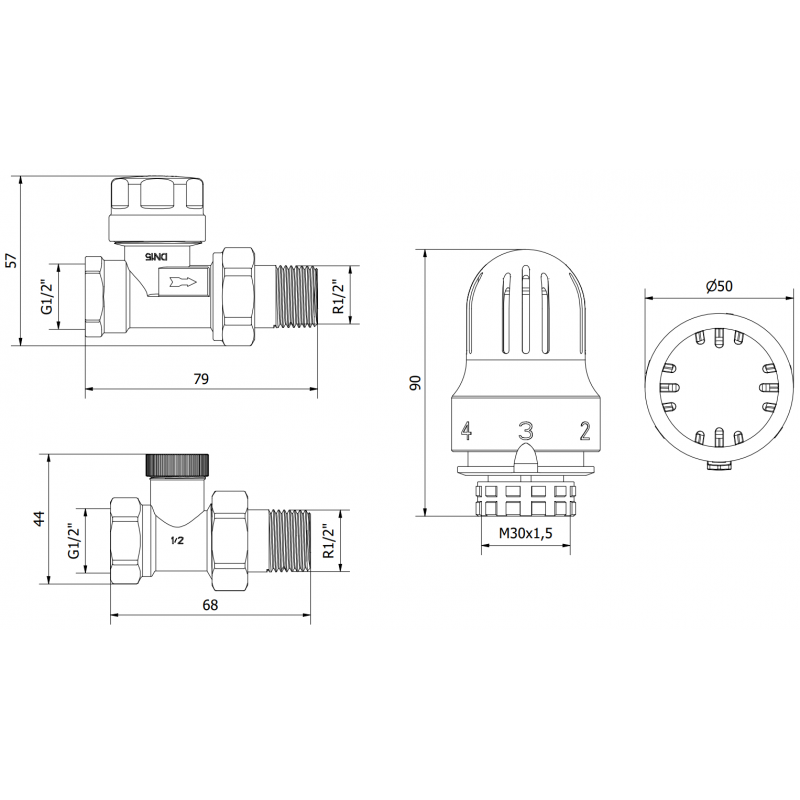Mexen G04 Straight Thermostatic Set, Nickel - W914-012-948-01