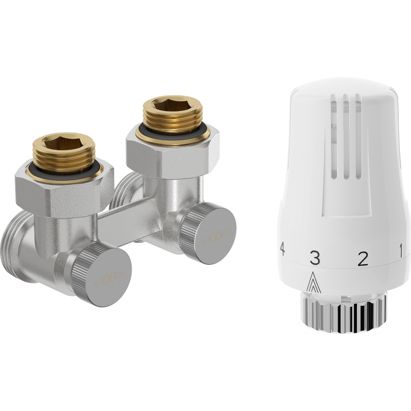 Mexen G01 kit thermostatique bicanal DN50, coudé 1/2"x3/4", nickel - W911-012-918-01
