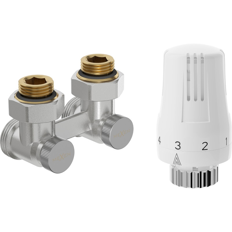 Mexen G01 set termostatski dvocijevni DN50, kutni 1/2"x3/4", nikal - W911-012-918-01