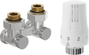 Mexen G01 Thermostat-Set, Doppelrohr DN50, Eckig 1/2"x3/4", Nickel - W911-012-918-01