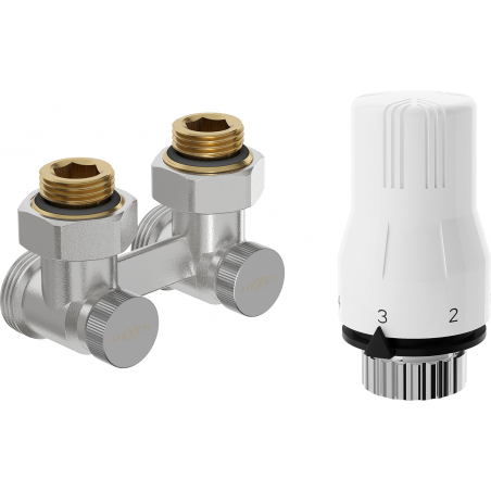 Mexen G02 thermostatische tweepijpset DN50, hoekig 1/2"x3/4", nikkel - W911-012-928-01