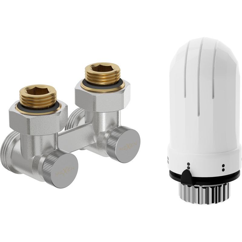 Mexen G03 kahetoru termostaatiline komplekt DN50, nurkne 1/2"x3/4", nikkel - W911-012-938-01
