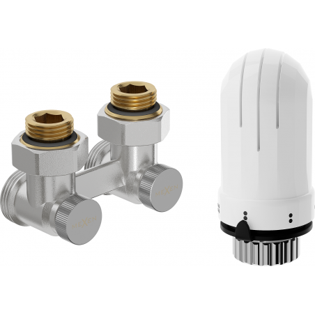 Mexen G03 Thermostat-Set, Zweirohr DN50, Winkel 1/2"x3/4", Nickel - W911-012-938-01