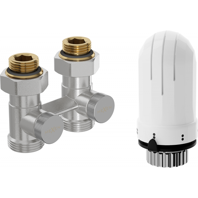Mexen G03 tweepijps thermostatisch set DN50, recht 1/2"x3/4", nikkel - W912-012-938-01