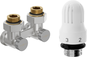 Mexen G04 thermostatische set met dubbele pijp DN50, hoekig 1/2"x3/4", nikkel - W911-012-948-01