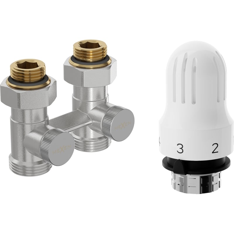 Mexen G04 termostatski set s dvostrukom cijevi DN50, ravan 1/2"x3/4", nikal - W912-012-948-01