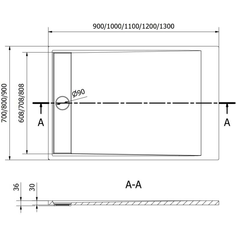 Mexen Amon ristkülikukujuline dušialus SMC 100 x 80 cm, hall - 4F618010
