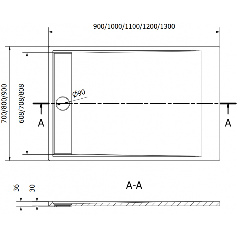 Mexen Amon receveur de douche rectangulaire SMC 120 x 80 cm, gris - 4F618012