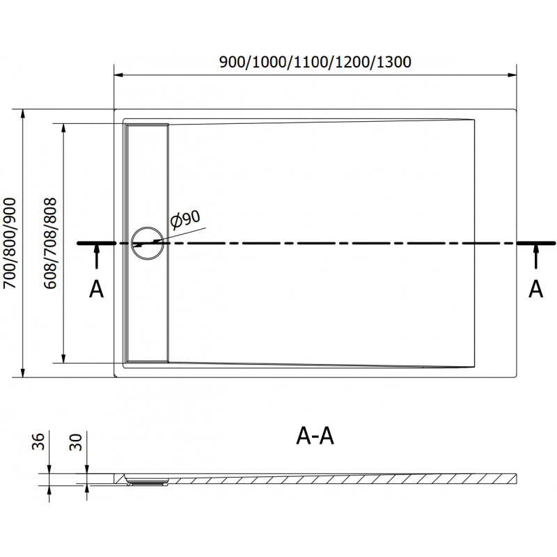 Mexen Amon base de duche retangular SMC 120 x 90 cm, preta - 4F709012