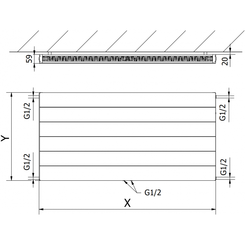 Mexen Line CCL11 grzejnik płytowy 500 x 1100 mm, podłączenie dolne środkowe, 751 W, czarny - W6C11L-050-110-70