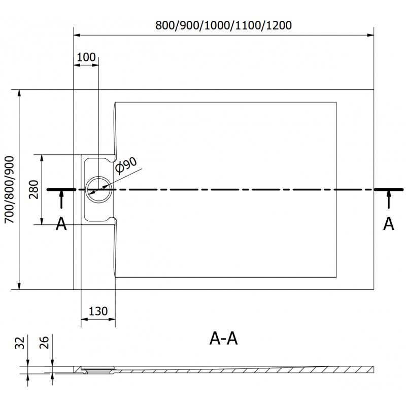 Mexen Otto brodzik prostokątny SMC 110 x 70 cm, biały - 4N107011