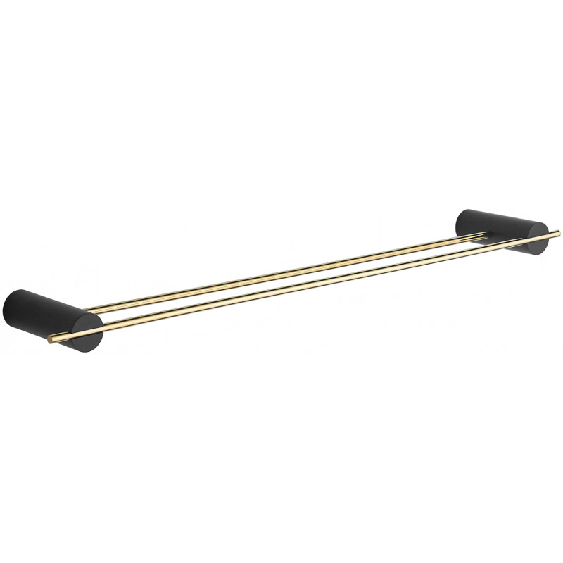 Mexen Aron dubbele handdoekhaak, zwart/goud - 7088125-57