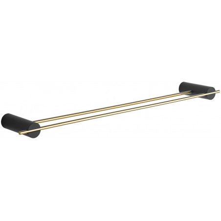 Mexen Aron dubbele handdoekhaak, zwart/goud - 7088125-57