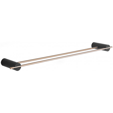 Mexen Aron double porte-serviette, noir/or rose - 7088125-67
