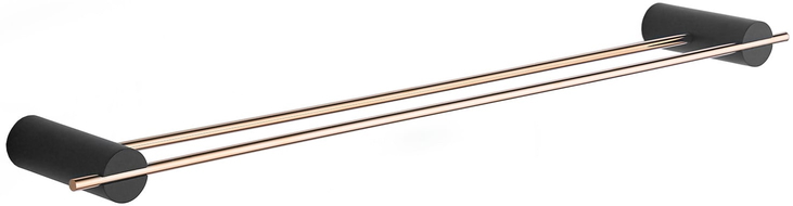 Mexen Aron doble toallero, negro/oro rosa - 7088125-67