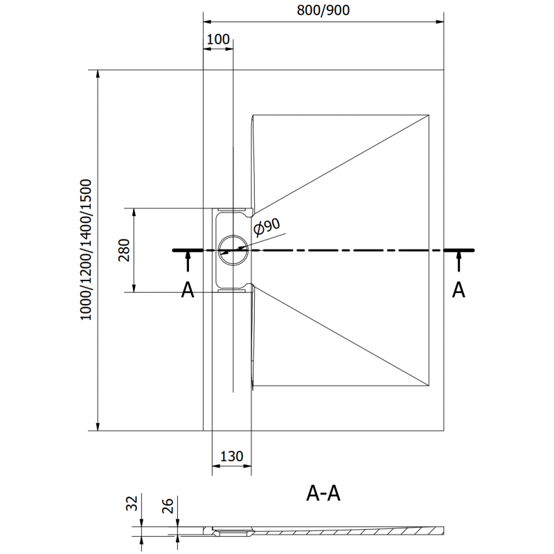 Mexen Egon brodzik prostokątny SMC 140 x 80 cm, biały - 4R108014