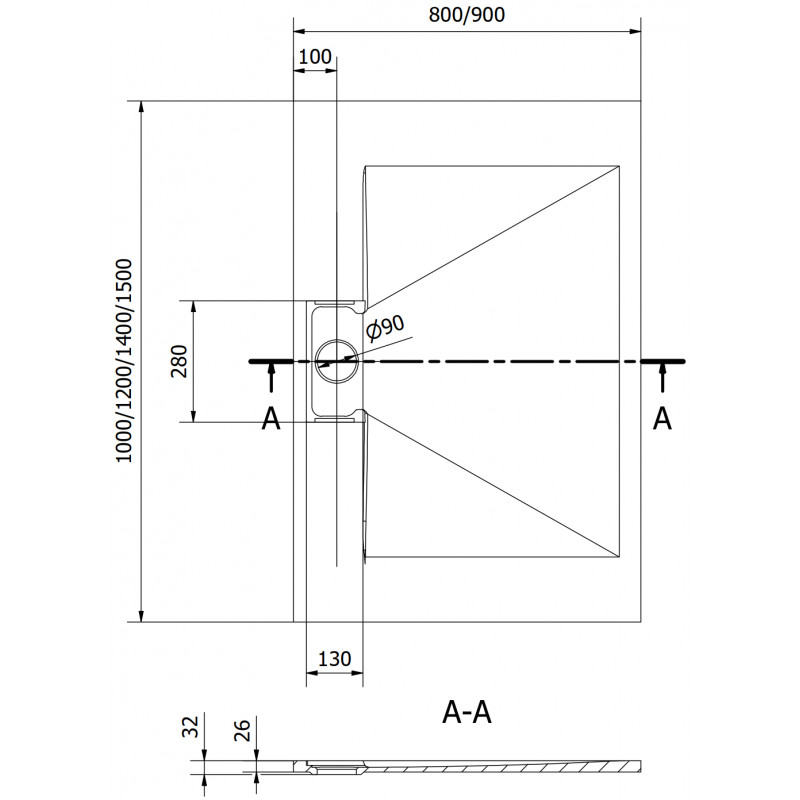 Mexen Egon rectangular shower tray SMC 140 x 90 cm, white - 4R109014