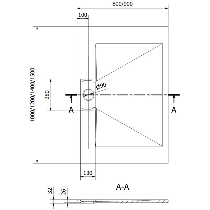 Mexen Egon ristkülikukujuline SMC dušialus 150 x 90 cm, valge - 4R109015