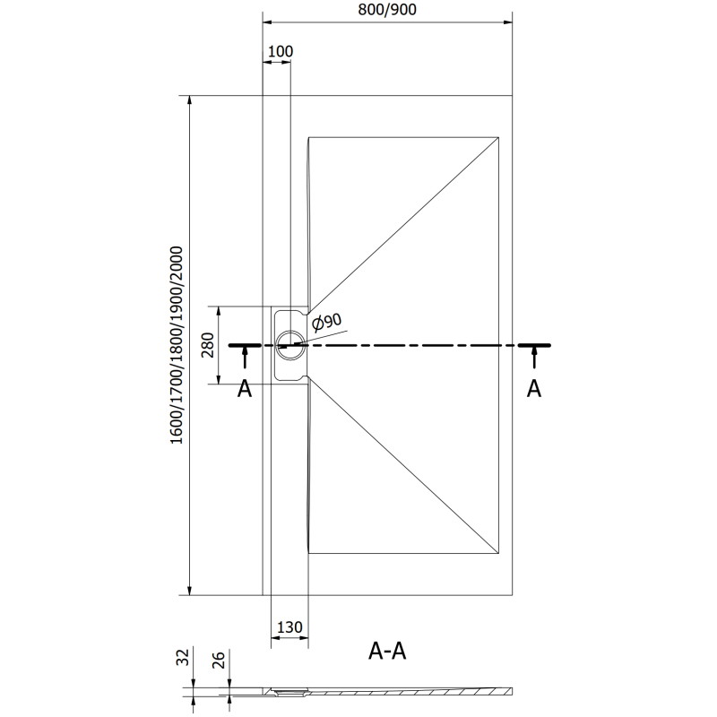 Mexen Egon ristkülikukujuline SMC dušialus 160 x 90 cm, valge - 4R109016