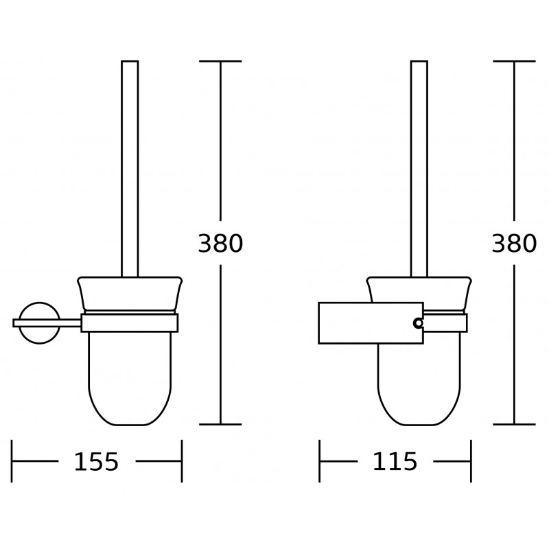 Mexen Aron cepillo de baño, negro/cromo - 7088150-07