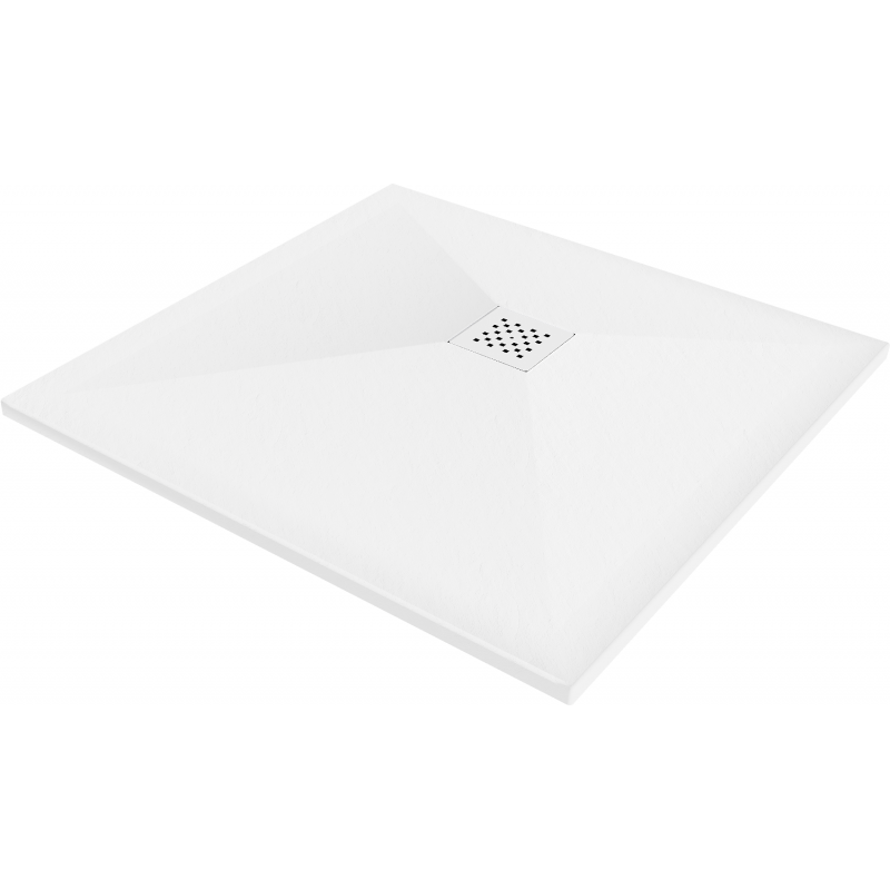Mexen Stone+ brodzik kompozytowy kwadratowy 70 x 70 cm, biały, maskownica biała - 44107070-W