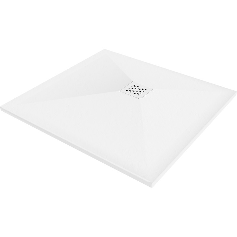 Mexen Stone+ vierkante composiet douchebak 70 x 70 cm, wit, witte afdekking - 44107070-W