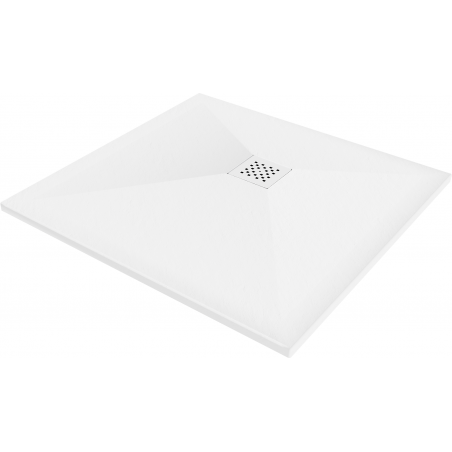 Mexen Stone+ brodzik kompozytowy kwadratowy 70 x 70 cm, biały, maskownica biała - 44107070-W