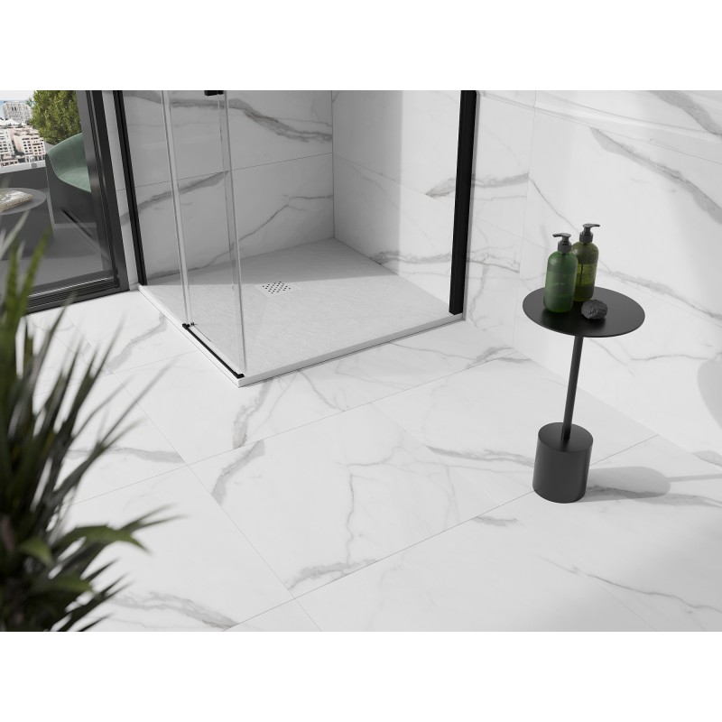 Mexen Stone+ brodzik kompozytowy kwadratowy 70 x 70 cm, biały, maskownica biała - 44107070-W