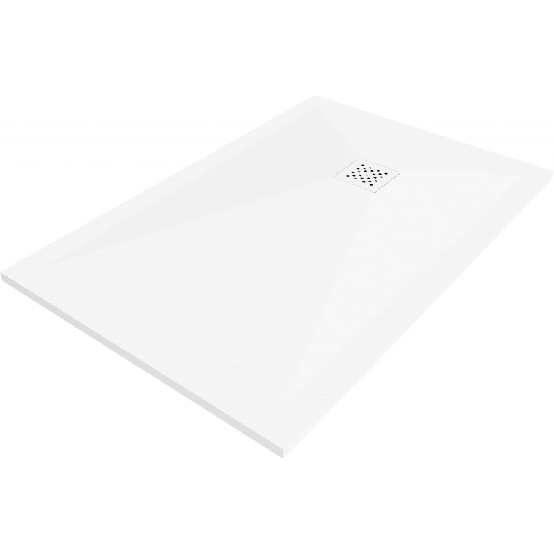 Mexen Stone+ rechthoekige composiet-douchebak 110 x 70 cm, wit, witte afdekking - 44107011-W