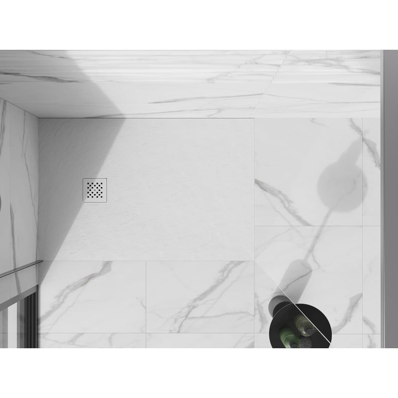 Mexen Stone+ rechthoekige composietdouchebak 140 x 70 cm, wit, witte afdekking - 44107014-W