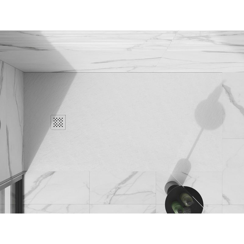 Mexen Stone+ receveur composite rectangulaire 160 x 70 cm, blanc, cache blanc - 44107016-W