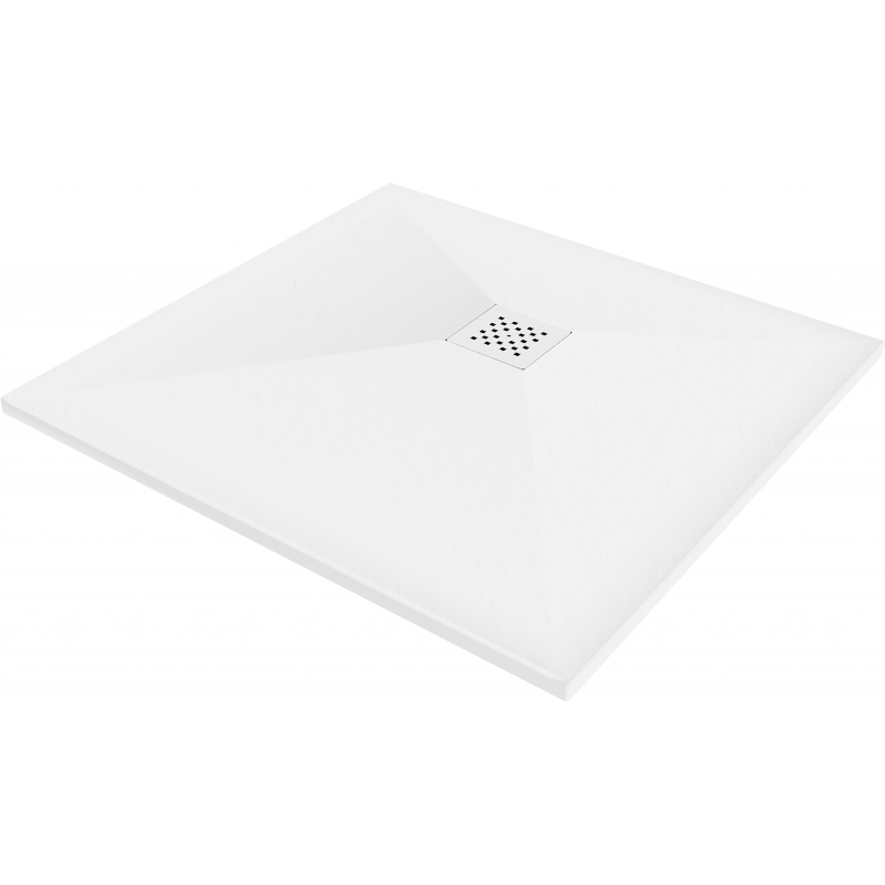 Mexen Stone+ quadratische Duschwanne aus Verbundwerkstoff 90 x 90 cm, weiß, weiße Abdeckung - 44109090-W