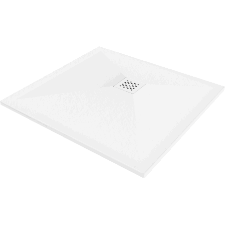 Mexen Stone+ vierkante composiet douchebak 90 x 90 cm, wit, witte afdekking - 44109090-W