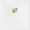 Mexen Stone+ plato de ducha cuadrado de compuesto 100 x 100 cm, blanco, rejilla dorada - 44101010-G