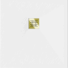 Mexen Stone+ composite square shower tray 90 x 90 cm, white, gold cover - 44109090-G