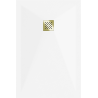Mexen Stone+ kvadratisk kompositdusch 140 x 100 cm, vit, guld täckskydd - 44101014-G