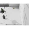 Mexen Stone+ brodzik kompozytowy prostokątny 160 x 90 cm, biały, maskownica złota - 44109016-G